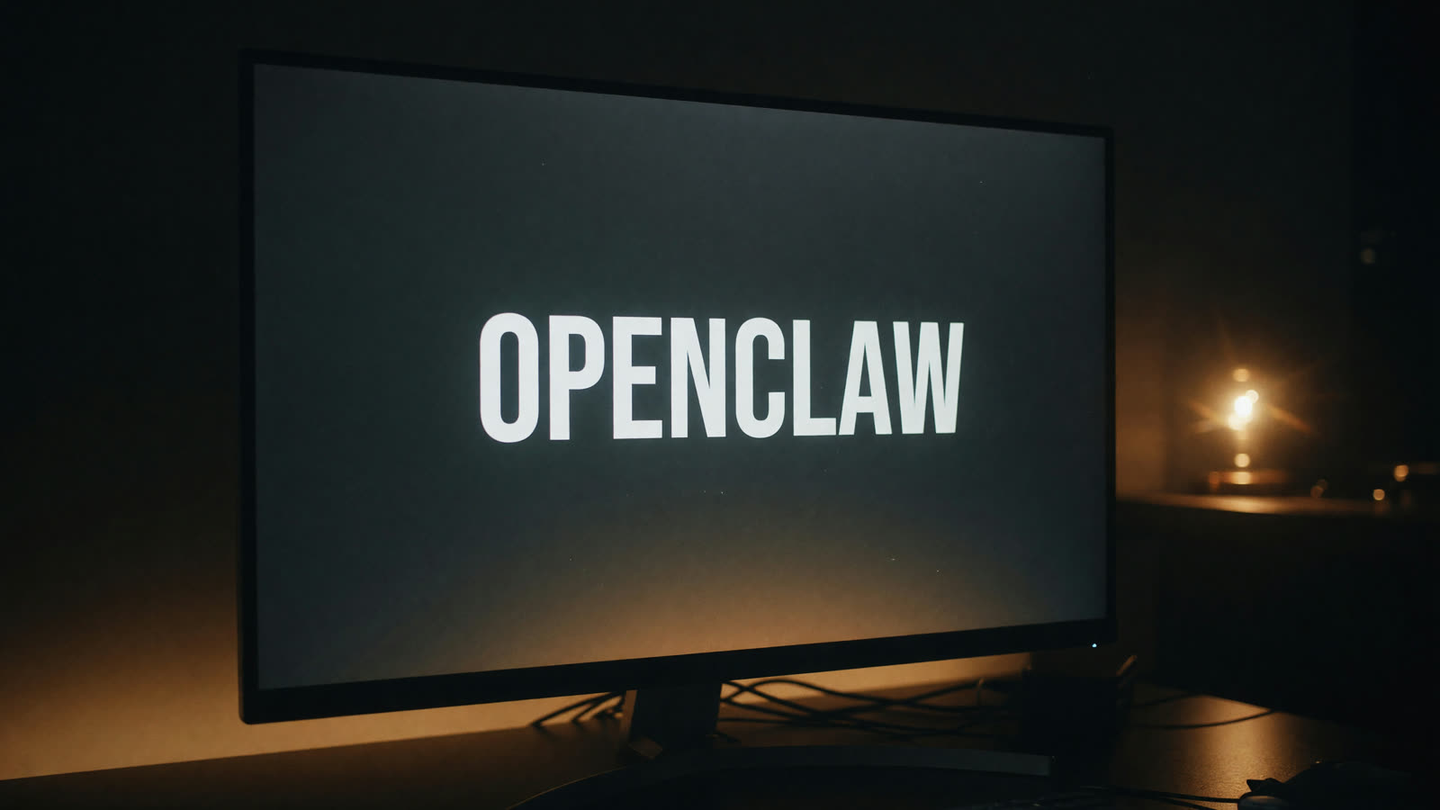 A monitor on a dark desk displaying the OpenClaw interface.